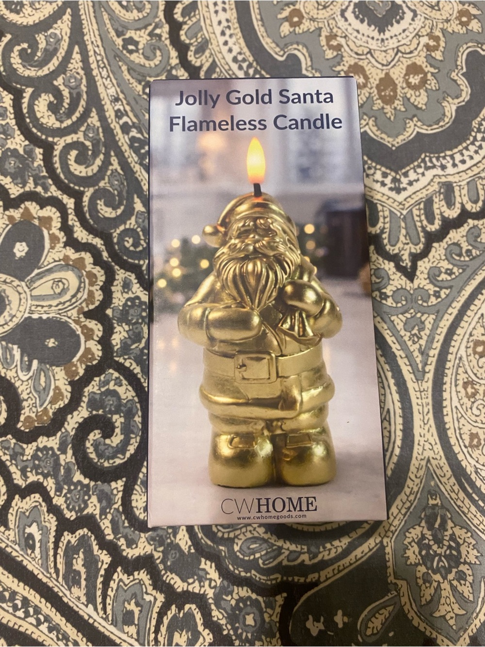 Gold Santa Flameless Candle - Festive Holiday Accent